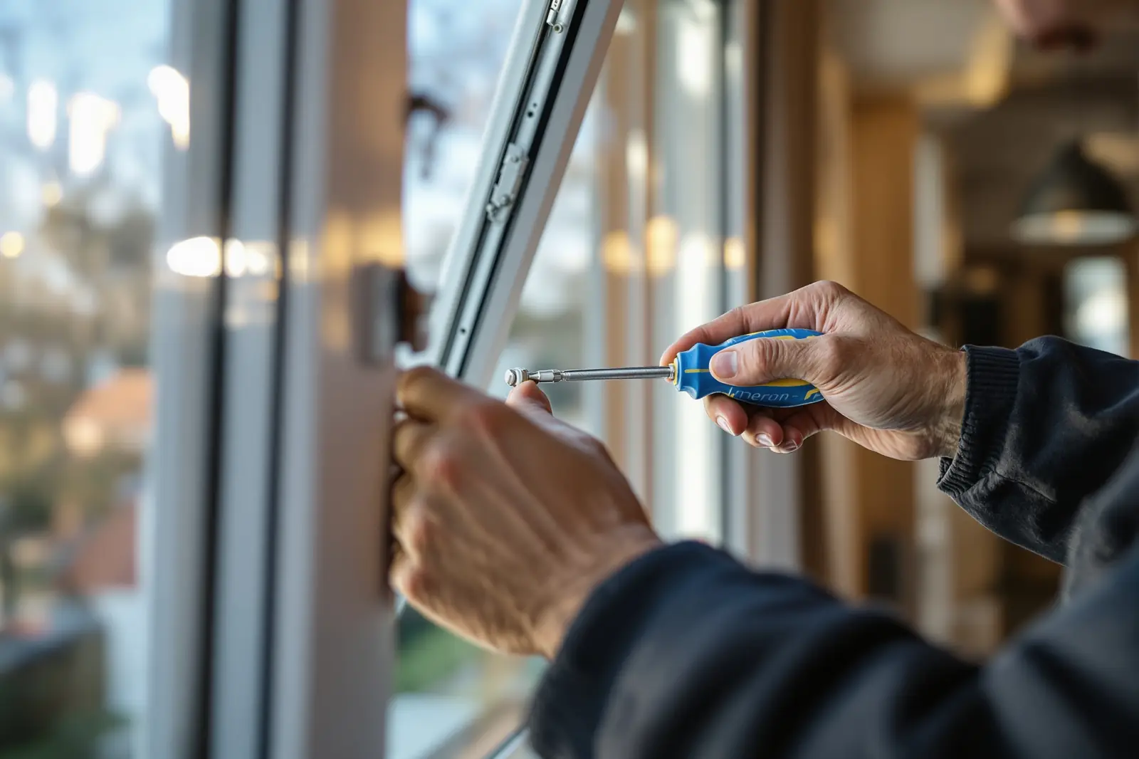 Technicien réparant un volet roulant électrique à Liège