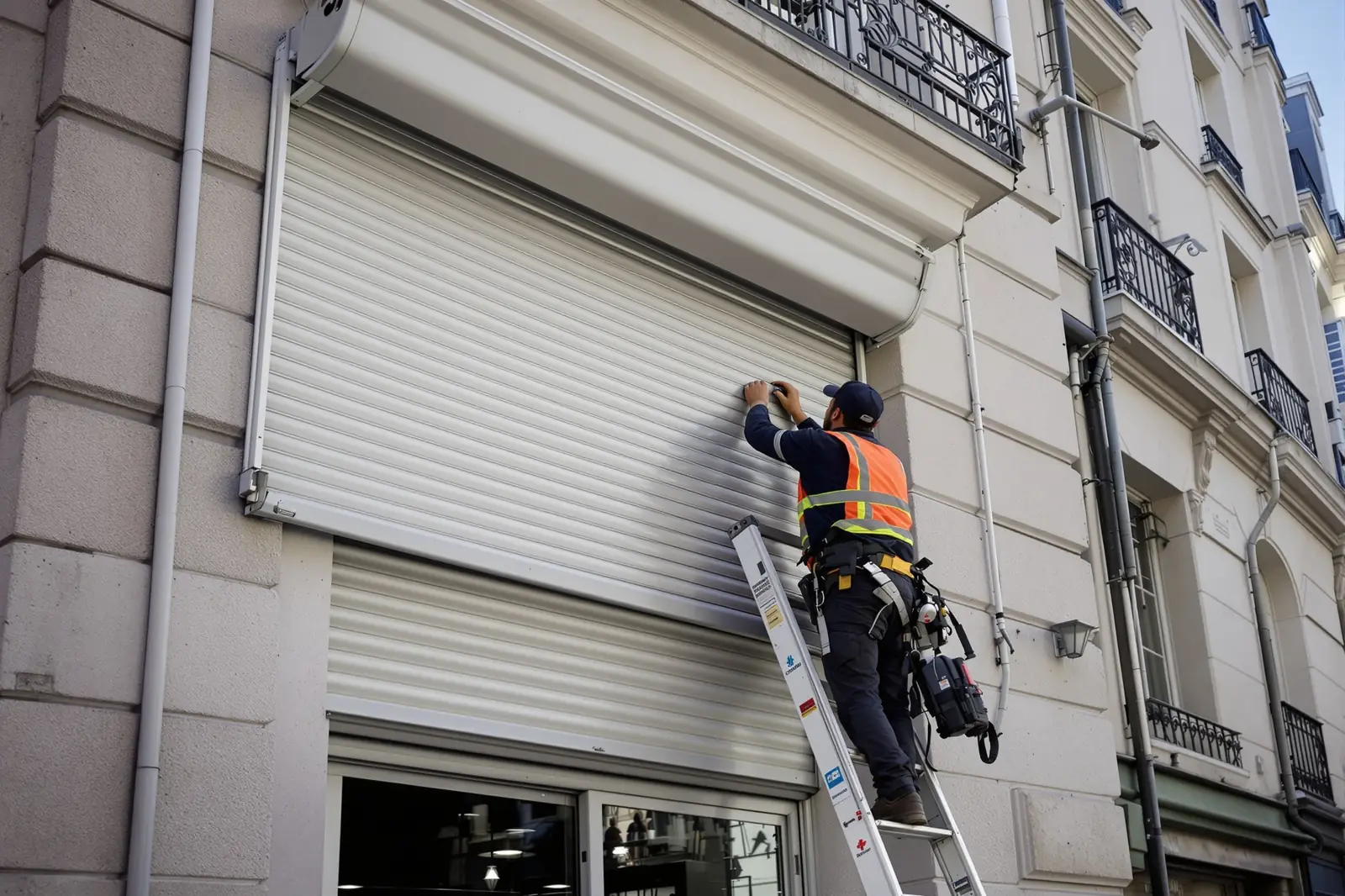 Technicien Windows Squad installant un moteur de volet roulant